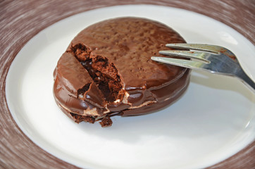  Chocolate Round Cookie On The Plate