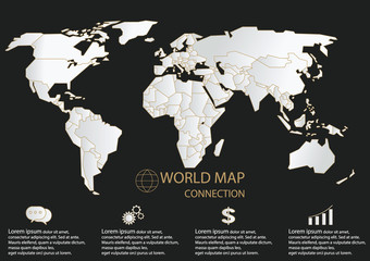 World Map and Connection, vector illustration.