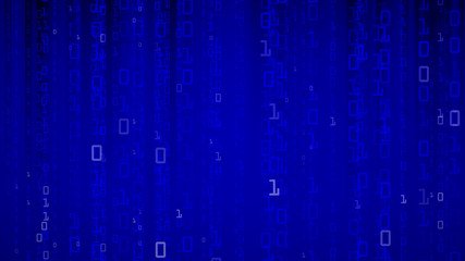 Binary Background. Streaming Binary Code. Coding Or Hacker Concept. Vector Illustration