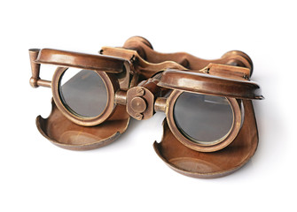 Close-up view of an old vintage binoculars