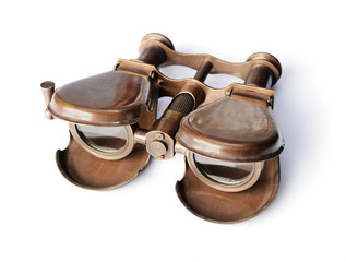 Close-up view of an old vintage binoculars