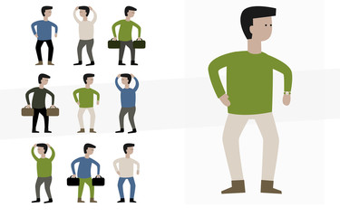 businessman office worker character  illustration set.