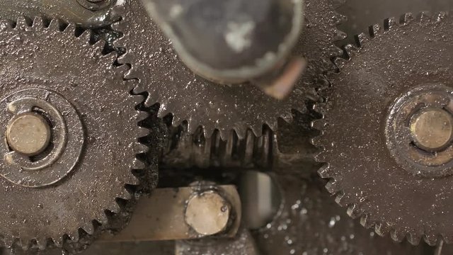 A background of a detailed view of gears from a machine, Printing machinery