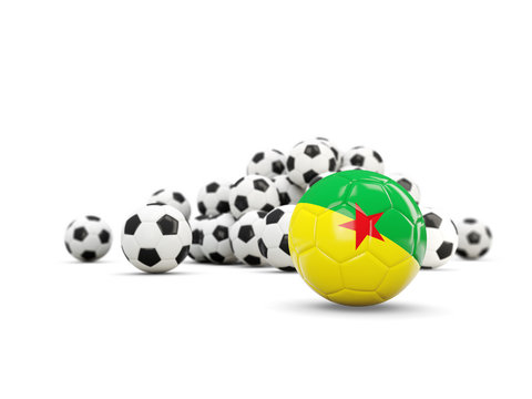 Football with flag of french guiana isolated on white