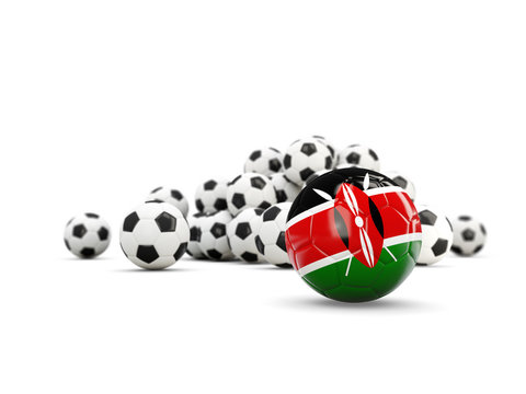Football with flag of kenya isolated on white