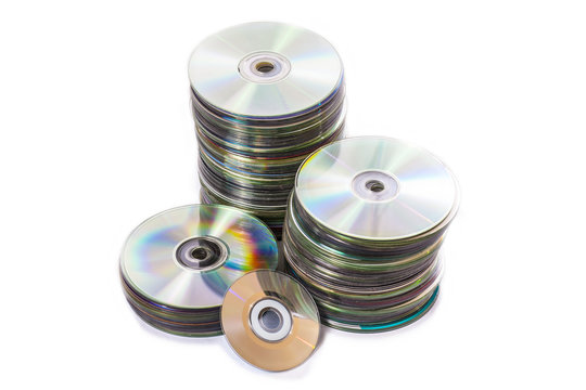 Heap of old used cd and mini disks