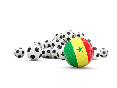 Football with flag of senegal isolated on white