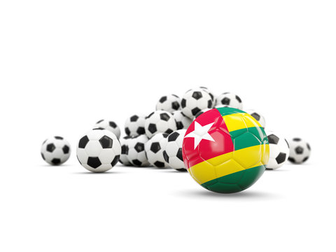 Football with flag of togo isolated on white