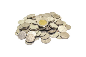 Group of Coin isolated on white. Use for making business and finance concepts. Clipping path