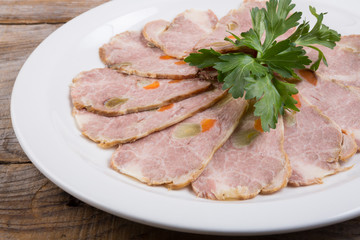 Sliced beef or ham