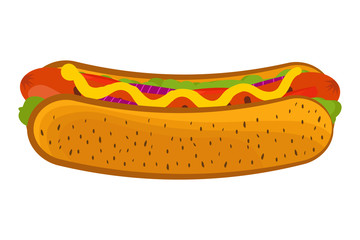 Vector illustration of cartoon hot dog