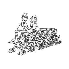 parenting family concept. parent with baby. outlined cartoon handrawn sketch illustration vector.