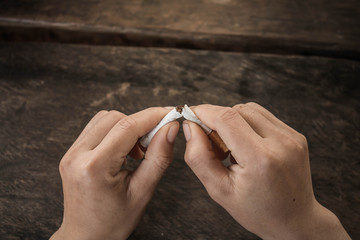 Man prohibit not to smoke, Concept stop smoking.