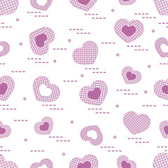 Cute seamless pattern with hearts in cell.