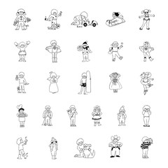 Kids cartoon collection set. Vector Illustration 