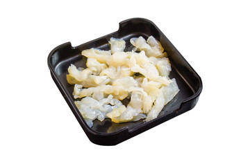 Jellyfish in black plate isolated on white background with clipping path.