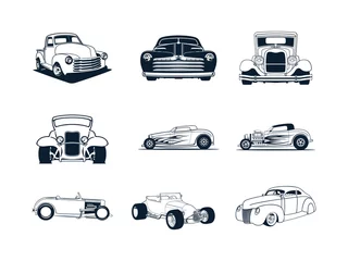 Fotobehang collectie klassieke auto& 39 s. vector illustratie set © Saiful