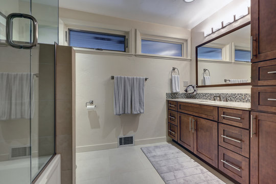 Newly renovated modern two tones bathroom
