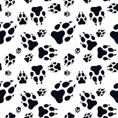 Naklejka na ściany i meble Paw print seamless. Traces of Cat Textile Pattern. Cat footprint seamless pattern. Vector seamless