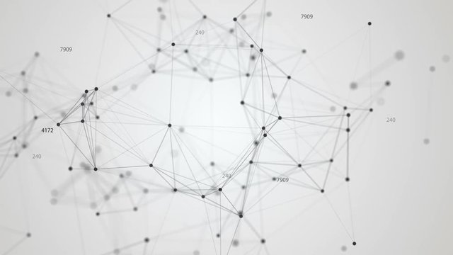 Dynamic plexus with numbers. Futuristic technology motion background.