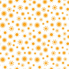 Obraz premium Sun seamless pattern. Seamless Pattern with Shiny orange Sun on white Background. Vector