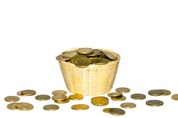 Coin stack on white background for isolate the background