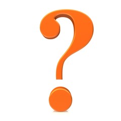 question mark 3d interrogation point punctuation mark orange asking sign isolated on white background in high resolution for business and print
