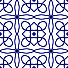 Dark blue luxury background seamless with ornamental pattern on white