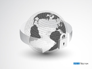 Earth, lock and binary code