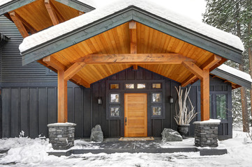 Covered Porch With Solid Wood Column