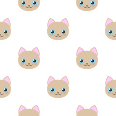 Obraz premium amless pattern with muzzle kittens on white background. Cat pets