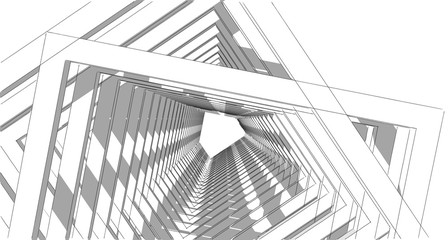 Abstract sketch, Architectural ,Construction ,Wireframe
