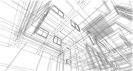 Abstract sketch, Architectural ,Construction ,Wireframe