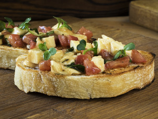 Bruschetta with mozzarella and tomatoes