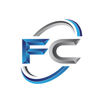Simple initial letter logo modern swoosh FC