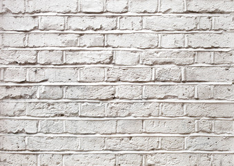 Old grunge white painted brick texture background