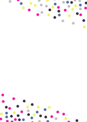 confetti colorful portrait orientation A4 size polka dot square shape card background isolated