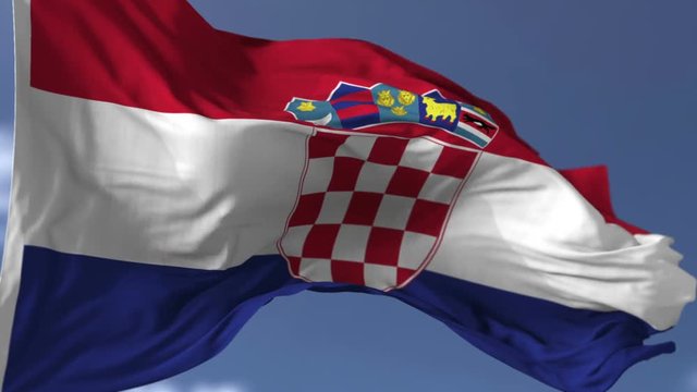 Flag of Croatia blowing on the wind, close up looped slowmotion