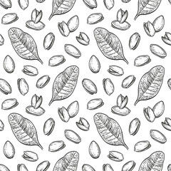 Seamless pattern with pistachio nuts