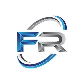 Simple initial letter logo modern swoosh FR