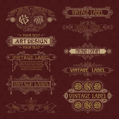 Old vintage floral elements - ribbons, monograms, stripes, lines, angles,border, frame,label, logo - vectors