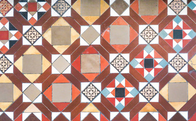 Fototapeta premium Old colorful tiles floor in vintage style