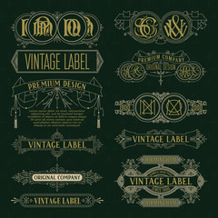 Old vintage floral elements - ribbons, monograms, stripes, lines, angles,border, frame,label, logo - vectors