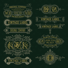 Old vintage floral elements - ribbons, monograms, stripes, lines, angles,border, frame,label, logo - vectors