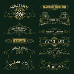 Old vintage floral elements - ribbons, monograms, stripes, lines, angles,border, frame,label, logo - vectors