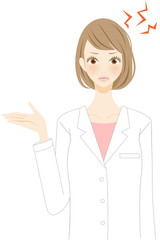 白衣の女性　看護師　怒る