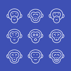 apes line icons set