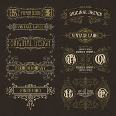 Old vintage floral elements - ribbons, monograms, stripes, lines, angles,border, frame,label, logo - vectors