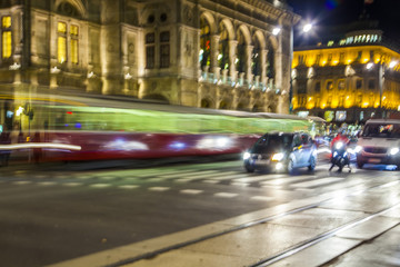 Fototapeta na wymiar night traffic in the city, city lights