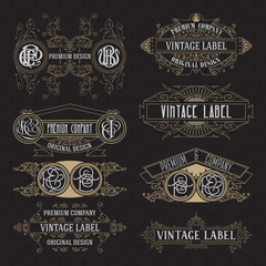 Old vintage floral elements - ribbons, monograms, stripes, lines, angles,border, frame,label, logo - vectors
